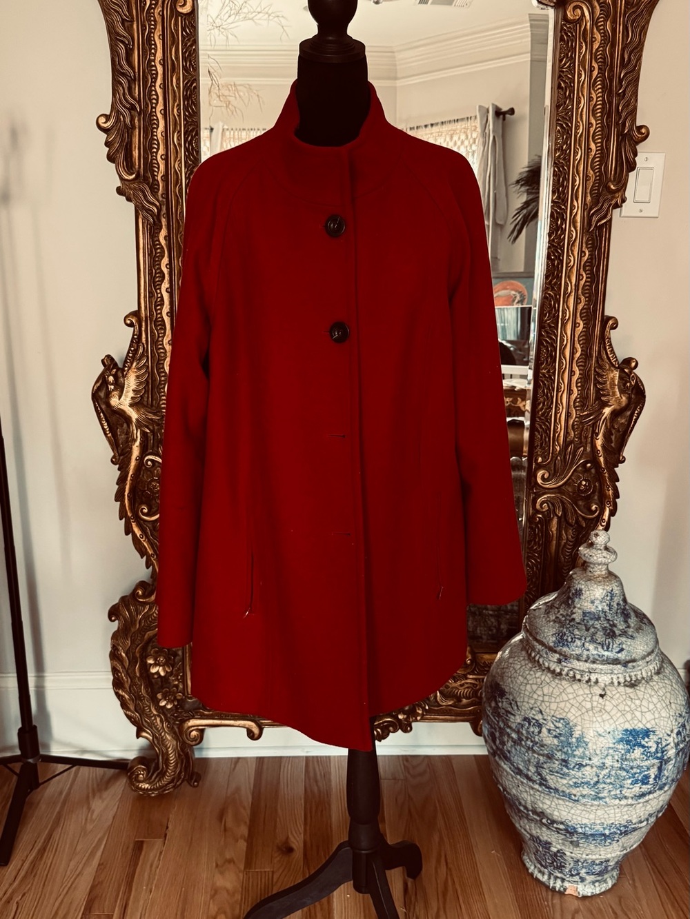 Pendleton Women's Deep Red Button-Front Pea Coat
